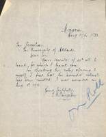 Letter from FA Kingston to the Adelaide University Registrar [ jpg ]