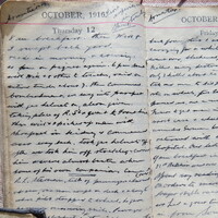 Thomas Mathers' diary entry for 12 October 1916. Courtesy: Mathers family [ JPG ]