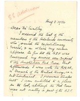 Letter from S S Addison to Registrar, Adelaide University (Part 1) [ jpg ]