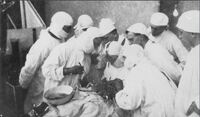 Sir H. Simpson Newland performing an operation at the Adelaide Hospital (from SLSA) [ jpg ]