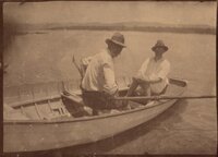 George Saxby and father in boat, December 1916 [ jpg ]