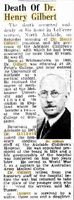 Dr H Gilbert Newspaper Obituary [ jpg ]